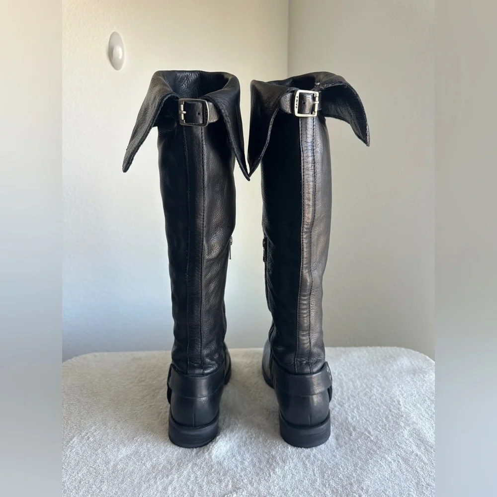 Frye Veronica Harness OTK knee high Boots black tall‎ boots women's 8.5 B New